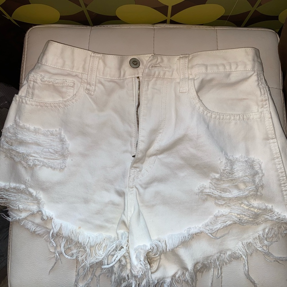 Hollister white denim shorts